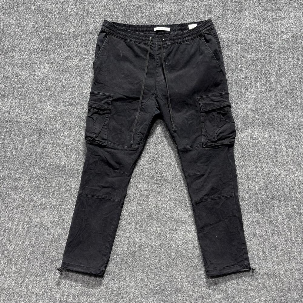 Pacsun Pants Mens XL Black Cargo Jogger Elastic Waist Ankle Zip Casual Pockets